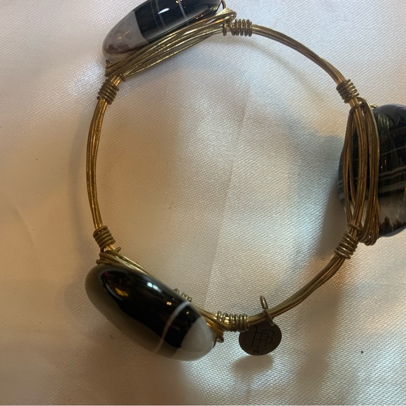 Bourbon & Bowties stone and wire bangle-Black/Grey - Picture 7 of 8